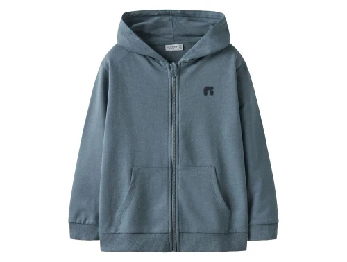 Basis sweatcardigan i blå med hætte og lynlås fra Name It 13244055 blue mirage